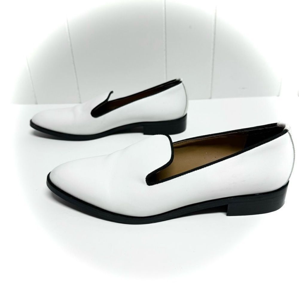 Everlane White and Black Slip-On Loafers